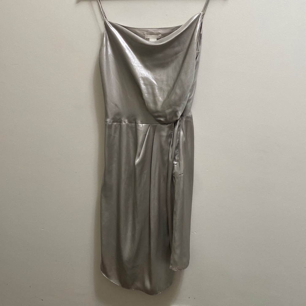 H&M Silver Spaghetti Strap Cocktail Dress, Size 4